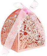 🎁 yozatia 50 штук подарочных коробок с розами из лазерной резки с 50 лентами, коробки размером 2.6 x 2.6 x 2.8 дюйма для вечеринки по случаю 16-летия, свадьбы (розовые) логотип