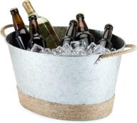 🍻 stylish twine seaside jute rope wrapped galvanized ice beverage tub - holds 4.5 gallons, perfect for wine and beer bottles logo