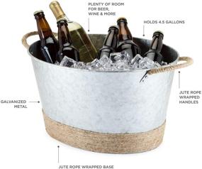 img 2 attached to 🍻 Stylish Twine Seaside Jute Rope Wrapped Galvanized Ice Beverage Tub - Holds 4.5 Gallons, Perfect for Wine and Beer Bottles