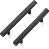 30-pack of 6-inch square cabinet pulls, matte black stainless steel kitchen drawer handles, 6” length with 3-3/4” hole center logo
