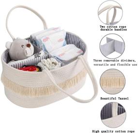 img 3 attached to 👶 Baby Rope Diaper Caddy Organizer: Portable Nursery Storage Bin for Changing Table & Car