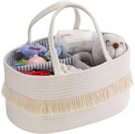 👶 baby rope diaper caddy organizer: portable nursery storage bin for changing table & car logo
