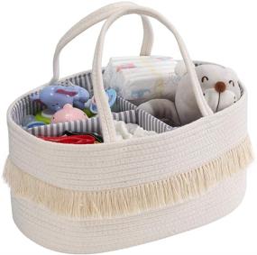 img 4 attached to 👶 Baby Rope Diaper Caddy Organizer: Portable Nursery Storage Bin for Changing Table & Car