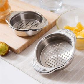 img 3 attached to Keissco Stainless Steel Food Can Strainer Sieve Tuna Press Lid Oil Drainer Remover with No-Mess Design - Dishwasher Safe