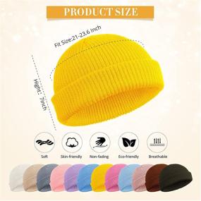 img 3 attached to 🎩 Geyoga 12-Piece Trawler Beanie Hats - Knit Cuff Skull Cap with Roll-Up Edge - Fisherman Beanie for Men and Women