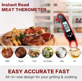 img 4 attached to 🔥 KANGYA Digital Meat Thermometer with Dual Probes – Instant Read, Oven Safe, Alarm Function, Large Back-light Screen – Magnetic & Portable for Food, Meat, Kitchen, Outdoor BBQ, Cooking, Grill, Smoker – Red