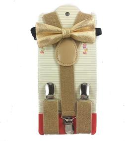 img 4 attached to 🌟 Adorable Metallic Gold Toddler Suspender Bow Tie for Boys and Girls