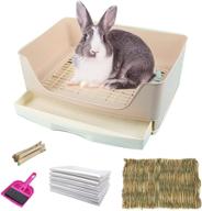 🐇 premium kathson large rabbit litter box with drawer - the ultimate pet toilet potty trainer corner toilet with bigger pan and grass mat for adult guinea pigs, chinchilla, hamster логотип