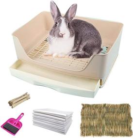 img 4 attached to 🐇 Premium kathson Large Rabbit Litter Box with Drawer - The Ultimate Pet Toilet Potty Trainer Corner Toilet with Bigger Pan and Grass Mat for Adult Guinea Pigs, Chinchilla, Hamster