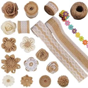 img 4 attached to 🌾 Bulk Burlap Flowers and Lace Ribbon: Perfect Crafts Embellishments for Rustic Wedding Decor, Christmas Gifts, and Home Decoration