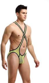 img 1 attached to 🤼 4UFiT Men's Mesh Jockstrap Wrestling Singlet Bodysuit Leotard