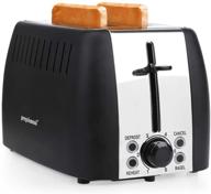 🍞 prepameal 2 slice toaster – stainless steel bagel toaster with 6 browning settings, reheat, defrost, cancel functions, and extra-wide slots (black) logo