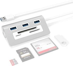 img 4 attached to 💻 Rytaki USB 3.0 Hub Adapter: 3-Port Aluminum Hub with Card Reader Combo for Mac and PC