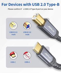 img 3 attached to 10FT JSAUX USB C принтер Кабель - USB B 2.0 до USB Type C Мужской принтерный сканерный кабель. Совместим с MIDI, MacBook Pro, Epson, HP, Canon, Lexmark, Brother, Xerox, Samsung принтерами - Серый