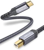 10ft jsaux usb c принтер кабель - usb b 2.0 до usb type c мужской принтерный сканерный кабель. совместим с midi, macbook pro, epson, hp, canon, lexmark, brother, xerox, samsung принтерами - серый логотип