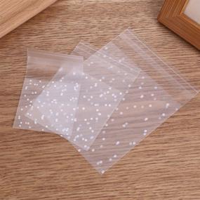 img 2 attached to 🛍️ Hustar 200 Pcs White Polka Dot Self-Sealing Cello Bags for Bakery, Candle, Soap, Cookies - 8x10cm