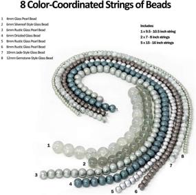 img 3 attached to DollarBead 8 Strings Grey/Silver Glass Beads for Jewelry Making - Complete Crafting Kit for Adults and Beginners - Earrings, Necklaces, Bracelets, with Organza Gift Bag & Findings