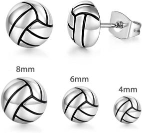 img 3 attached to Hypoallergenic 3 Pairs Sport Ball Stud Earrings: Ideal for Sensitive Ears, Players, Teammates, Cheerleaders, and Mom