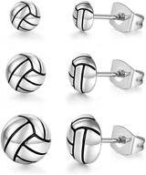 hypoallergenic 3 pairs sport ball stud earrings: ideal for sensitive ears, players, teammates, cheerleaders, and mom logo