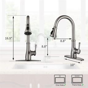 img 3 attached to 🚰 WEWE Single Handle Brushed Nickel Pull Down Kitchen Faucet with Pull Out Sprayer - Stainless Steel Sink Faucet