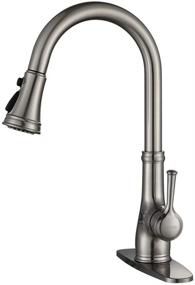 img 4 attached to 🚰 WEWE Single Handle Brushed Nickel Pull Down Kitchen Faucet with Pull Out Sprayer - Stainless Steel Sink Faucet