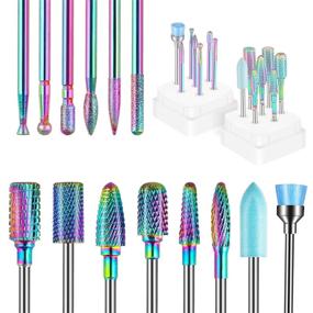 img 4 attached to 💅 Complete Nail Drill Bits Set: 14Pcs 3/32 inch Tungsten Carbide and Diamond Cuticle Bits for Electric Nail Drills – Perfect for Acrylic, Gel Nails Polishing and Removal