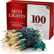 🎄 warm white christmas lights [set of 100] - ul listed indoor/outdoor use, mini holiday lights for party decorations, 22.8 ft green wire логотип