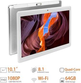 img 3 attached to 📱 Premium Metallic Silver 10 Inch Android 8.1 Tablet PC - Dual SIM, Dual Camera, 4GB RAM, 64GB Storage, WiFi, Bluetooth, GPS