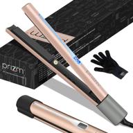 💇 prizm professional 1” hair straightener and curler 2 in 1: ceramic tourmaline flat curling iron with adjustable temperatures for all hair types, dual voltage for travel – gold & rock grey logo