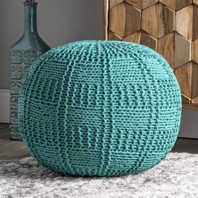 img 2 attached to NuLOOM Berlin Knitted Basketweave Ottoman Furniture