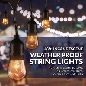 img 3 attached to Enhanced Newhouse Lighting Outdoor String Lights - Weatherproof Technology, Incandescent Bulbs, 48ft Heavy Duty Cord, 18 Hanging Sockets with Included Lights (Including 3 Bonus Replacements)
