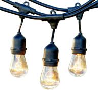 enhanced newhouse lighting outdoor string lights - weatherproof technology, incandescent bulbs, 48ft heavy duty cord, 18 hanging sockets with included lights (including 3 bonus replacements) logo
