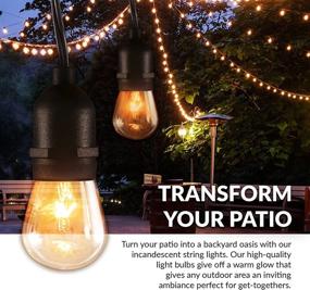 img 1 attached to Enhanced Newhouse Lighting Outdoor String Lights - Weatherproof Technology, Incandescent Bulbs, 48ft Heavy Duty Cord, 18 Hanging Sockets with Included Lights (Including 3 Bonus Replacements)