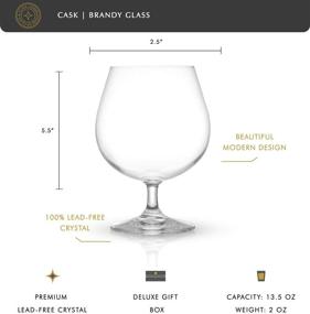 img 3 attached to 🍷 JoyJolt Cask Collection Brandy Glasses - Set of 4 Cognac Glasses - 13.5Oz Crystal Snifter Set - Premium Craftsmanship - Elegant Design - Ideal Size for Brandy, Cognac - Made in Europe