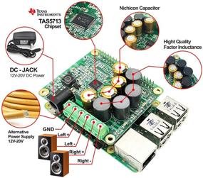 img 2 attached to 🍓 Raspberry Pi 4 3 B+ Pi Zero RPI HiFi AMP HAT TAS5713 Усилитель аудио модуль 25W Class-D Звуковая карта Расширительная плата с конденсатором Nichicon для улучшенной производительности