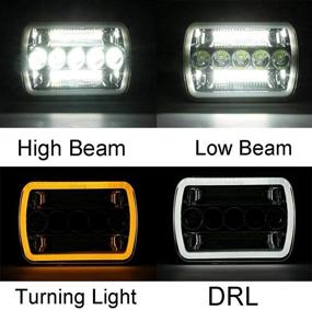 img 3 attached to 🔦 AMUNIESUN Super Bright Pair 7x6 5x7" Led Headlights 6052 6054 H5054 H6054 Hi/Low Sealed Beam White/Amber Halo Speaker For Jeep TJ JK Cherokee XJ YJ Pickup Dodge Ram Ford Chevy Chevrolet Express Nissan