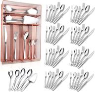 🌹 53-piece rose gold silverware set with drawer organizer - stainless steel modern cutlery set gift service for 8, including serving utensil, mirror polished, dishwasher safe logo