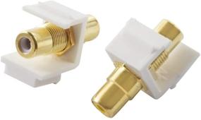 img 1 attached to 🔌 Продукт "Premium Quality TENINYU 5-Pack RCA Keystone Jack Insert Connector - Золотое покрытие, Женский адаптер для штепсельной розетки с фиксацией на стену (белый)