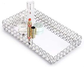 img 4 attached to 💎 Hipiwe Crystal Makeup Tray - Stylish Mirrored Vanity Organizer for Cosmetics, Jewelry, and Home Decor