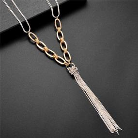 img 3 attached to 💎 Exquisite Jones New York Gold Tassel Drop Long Chain Necklace - A Timeless Statement Piece