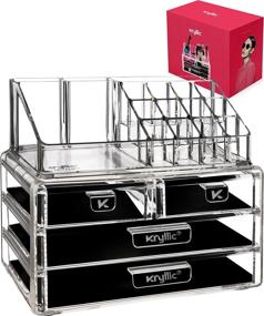 img 4 attached to 💄 Kryllic Vanity Makeup Organizer - Makeup Storage and Display - Cosmetic and Jewelry Holder - Makeup Case and Organizer - Makeup Holders and Organizers - Cosmetic Display Boxes