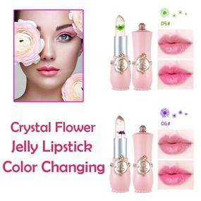 img 3 attached to 🌺 Set of 2 Jelly Flower Crystal Magic Lipsticks - Long Lasting Waterproof Lip Balms with PH Clear Color Change for Women and Girls - Aloe Gel Lipstick with Flower for Glossy Stain Tint - Bulk (Product)