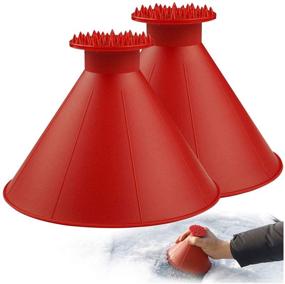 img 4 attached to 🚗 2-Pack Magical Car Ice Scraper with Funnel - Cone Shaped Windshield Snow Scrapers for Car (Red)