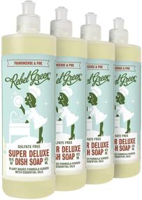 img 4 attached to 🌿 Rebel Green Super Deluxe Dish Soap: Eco-Friendly Natural Dishwashing Liquid - Frankincense & Pine Scent - 16 oz Bottles, 4 Pack