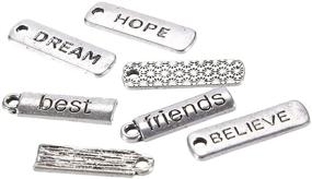img 1 attached to 💫 Silver Engraved Motivational Charms Collection - 100 Pieces of Inspiration Word Charms Pendants for DIY Necklace, Jewelry Making, Fashion Accessories, and Bracelet
