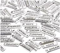 💫 silver engraved motivational charms collection - 100 pieces of inspiration word charms pendants for diy necklace, jewelry making, fashion accessories, and bracelet logo
