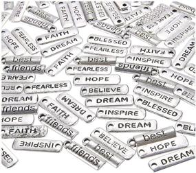 img 4 attached to 💫 Silver Engraved Motivational Charms Collection - 100 Pieces of Inspiration Word Charms Pendants for DIY Necklace, Jewelry Making, Fashion Accessories, and Bracelet