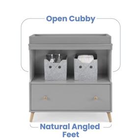 img 1 attached to 🪑 Grey/Natural Delta Children Essex Convertible Changing Table with Drawer