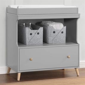 img 3 attached to 🪑 Grey/Natural Delta Children Essex Convertible Changing Table with Drawer