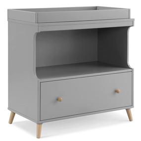 img 4 attached to 🪑 Grey/Natural Delta Children Essex Convertible Changing Table with Drawer